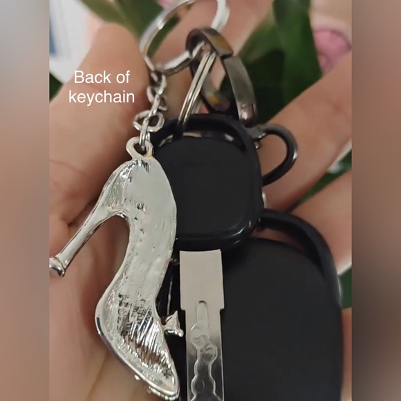 💐🔵Rhinestone High-heeled Shoes Keychain or Bag Purse Charm - Picture 2 of 5